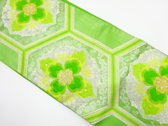 JAPANESE KIMONO / ANTIQUE FUKURO OBI / SILK / WOVEN FLOWER CREST